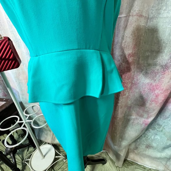 NEW 📌Loft Turquoise Wedding Guest - Semi-Formal Afternoon - Midi Peplum Dress - Picture 5 of 15